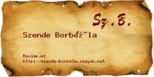 Szende Borbála névjegykártya